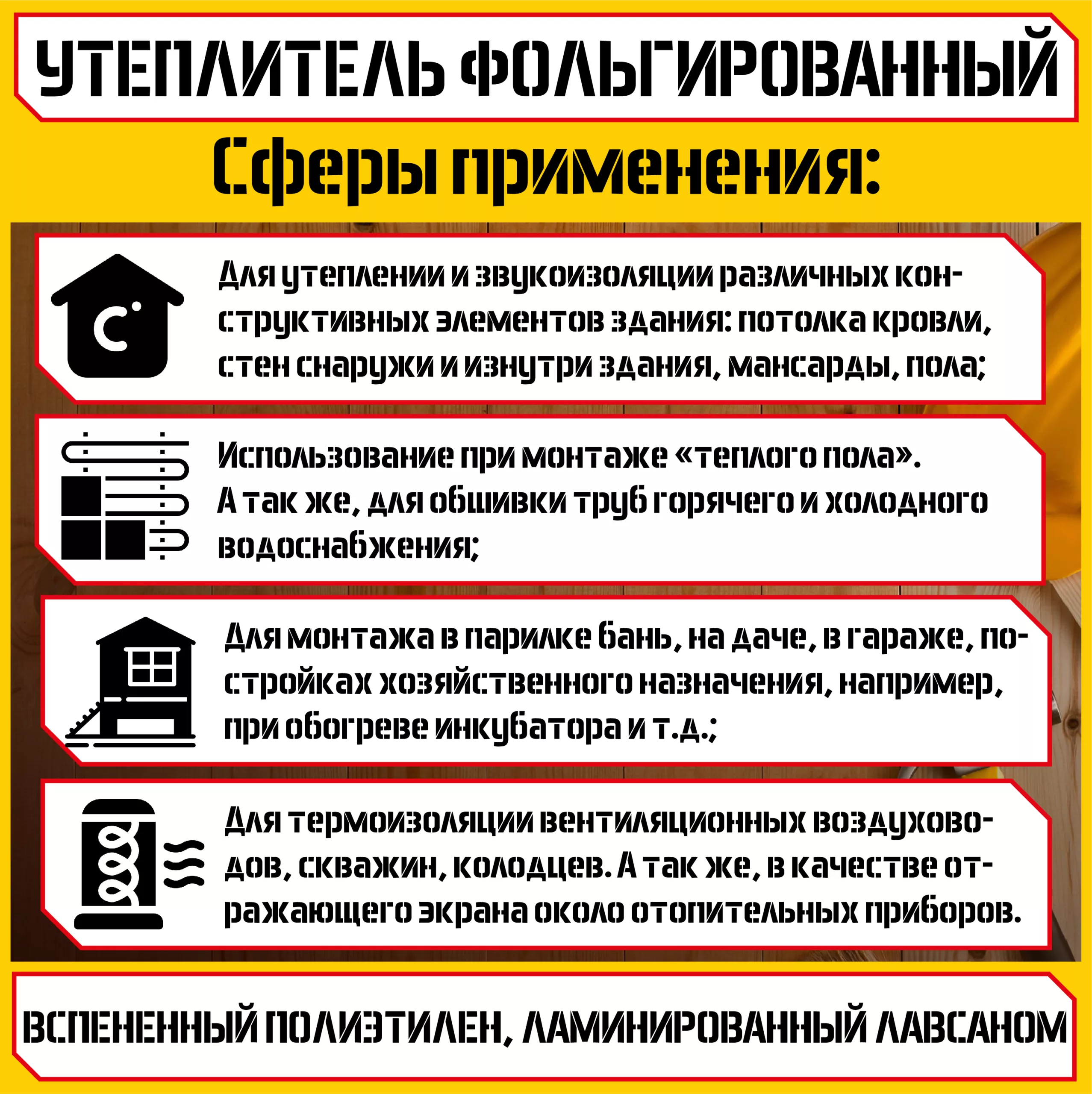 Вспененный полиэтилен с ламинированным покрытием, толщина 3мм, ширина 1.2м,  длина рулона 15 мп, площадь 18м2 – КБР-Строй